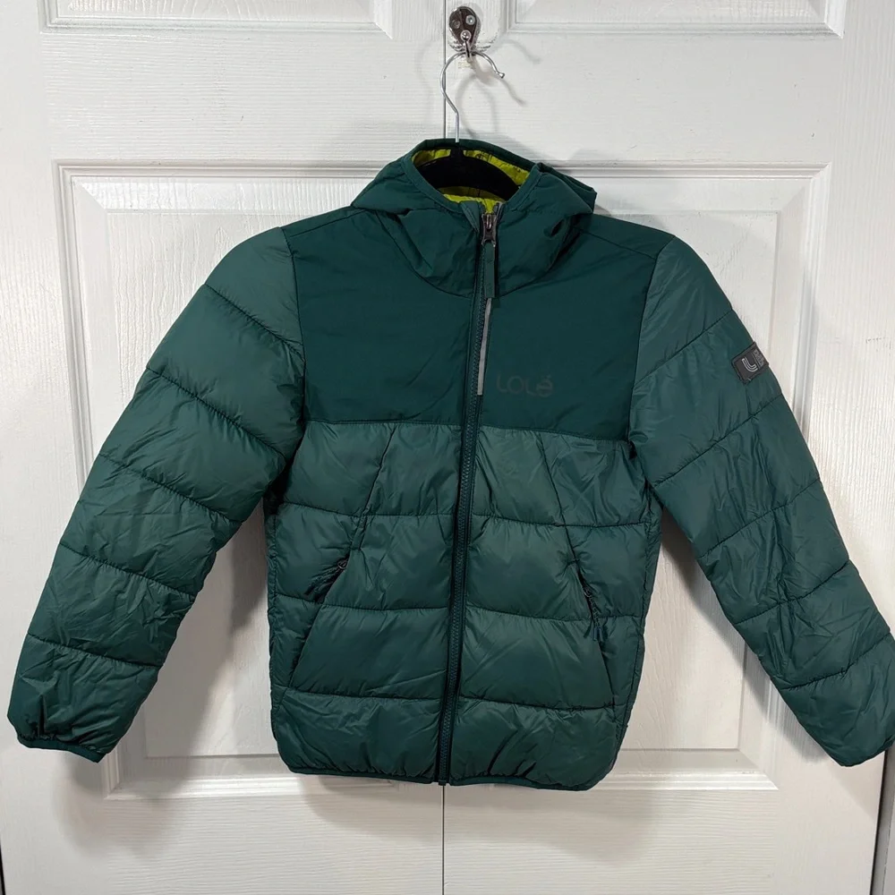 Kids Hooded Puffer Jacket - Dark Green - Picture 3 of 11